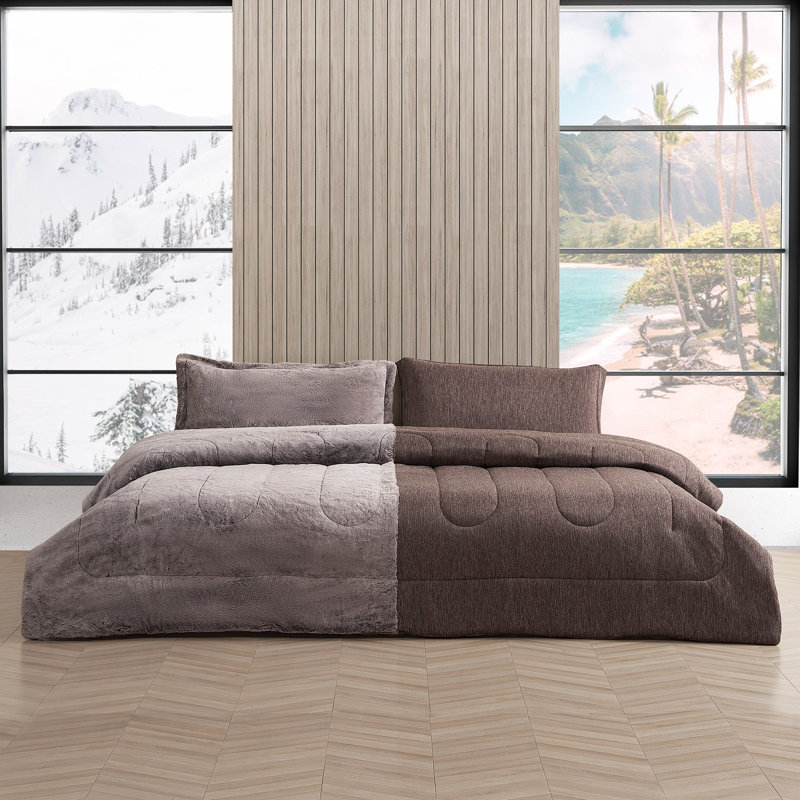 Coma Inducer Opposites Attract Plush Frosted Chocolate + Cooling Cold Brew Oversized Comforter Set