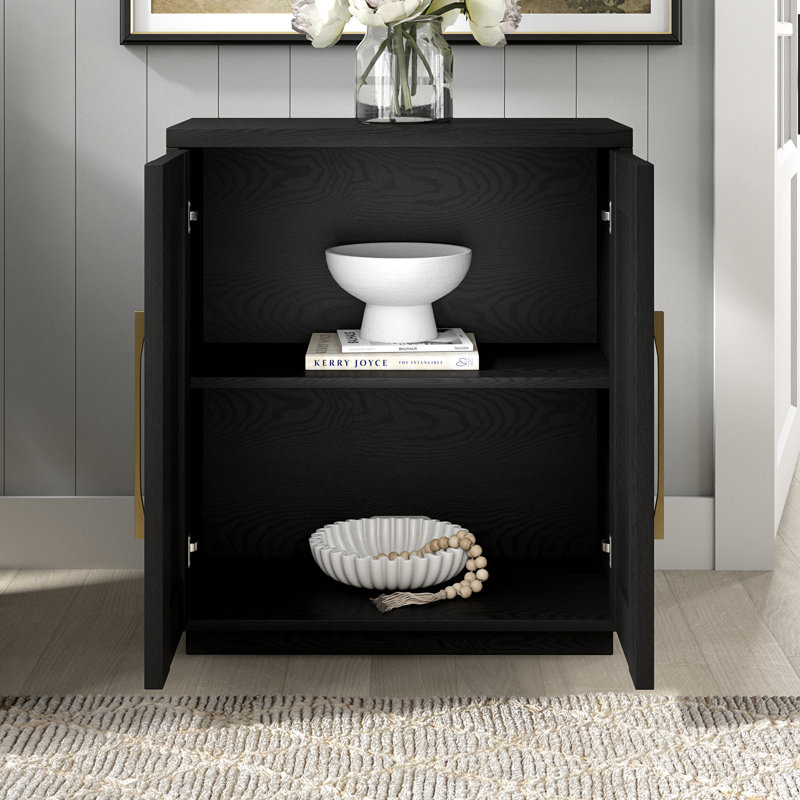 Tillman 2-Door Rectangle Accent Cabinet, Black Grain