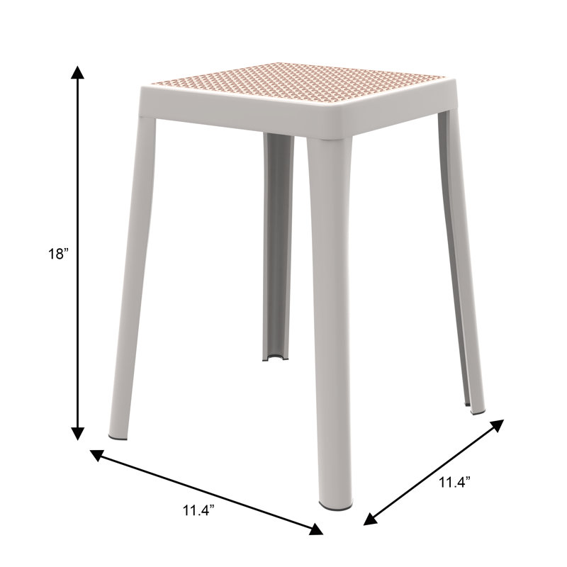 Dantoni Modern Square Stackable Plastic Stool – Indoor & Outdoor Seating, Portable Backless Chair, Patio, Kitchen, Garden, or Event Dining Stool