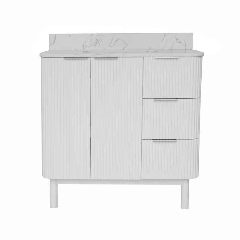 Belwood 36" Bathroom Vanity, Brushed Nickel, Engineered Marble