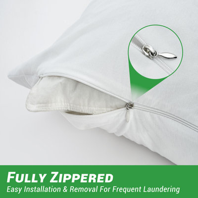 Protège-oreiller imperméable GOGREEN avec fermeture à glissière de taille standard, rayonne de refroidissement en bambou, housse de coussin, housse de protection contre les acariens et les allergènes (2 paquets, blanc)