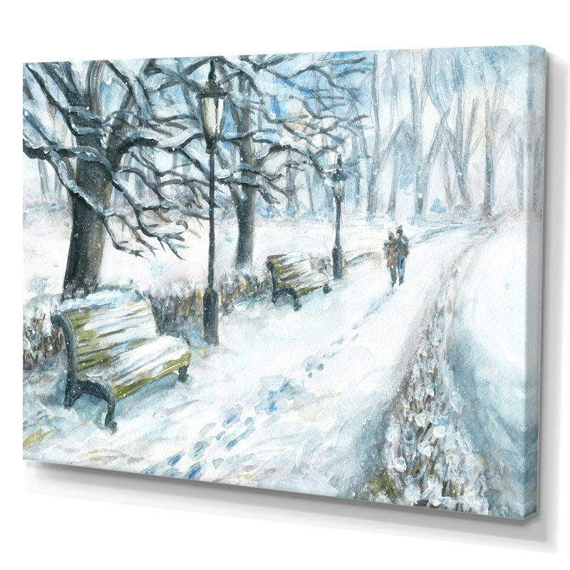 Winter Park At Christmas - reproduction de cadre flottant sur toile, H 24 po x l 36 po x P 1 po, Toile tendue