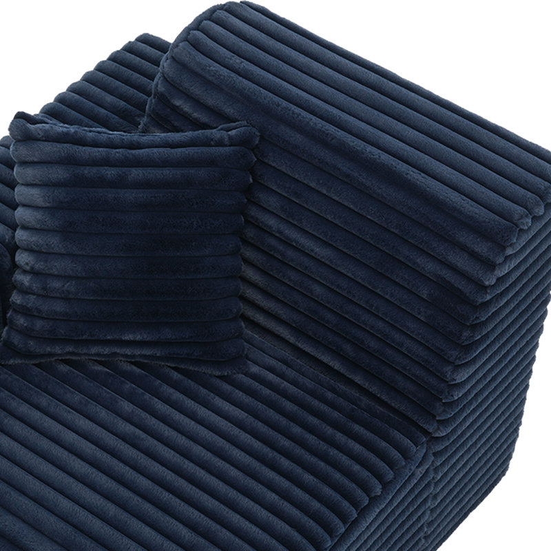 Chaise longue en flanelle de fourrure de lapin rembourrée 2 pièces 2 pièces sans assemblage requis, Marine, Orienté à droite