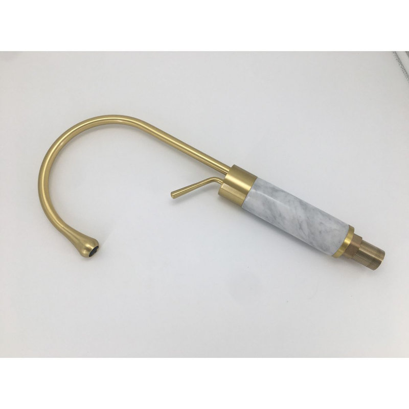 Tall Body Bathroom Basin Faucet With Marble, Gold