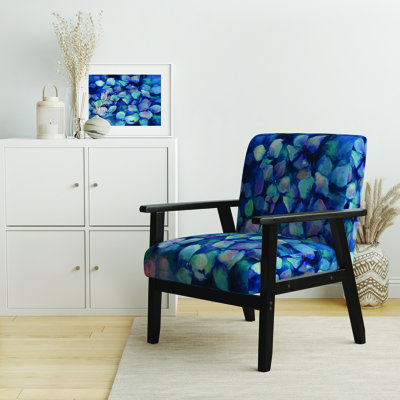 Hemleta - Pétales de fleurs bleues abstraites - Fauteuil d'appoint rembourré en velours