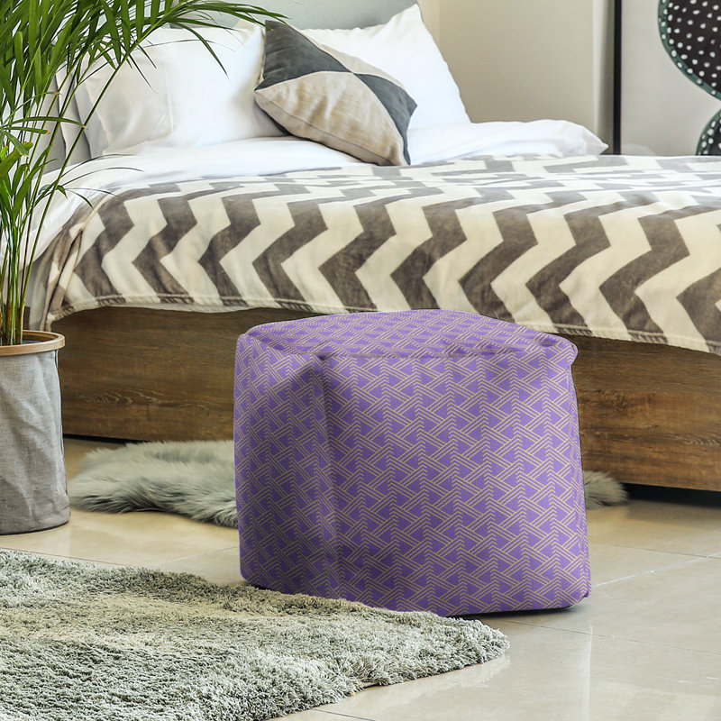 Repose-pieds cube à motif zag full color zig, Mauve / jaune