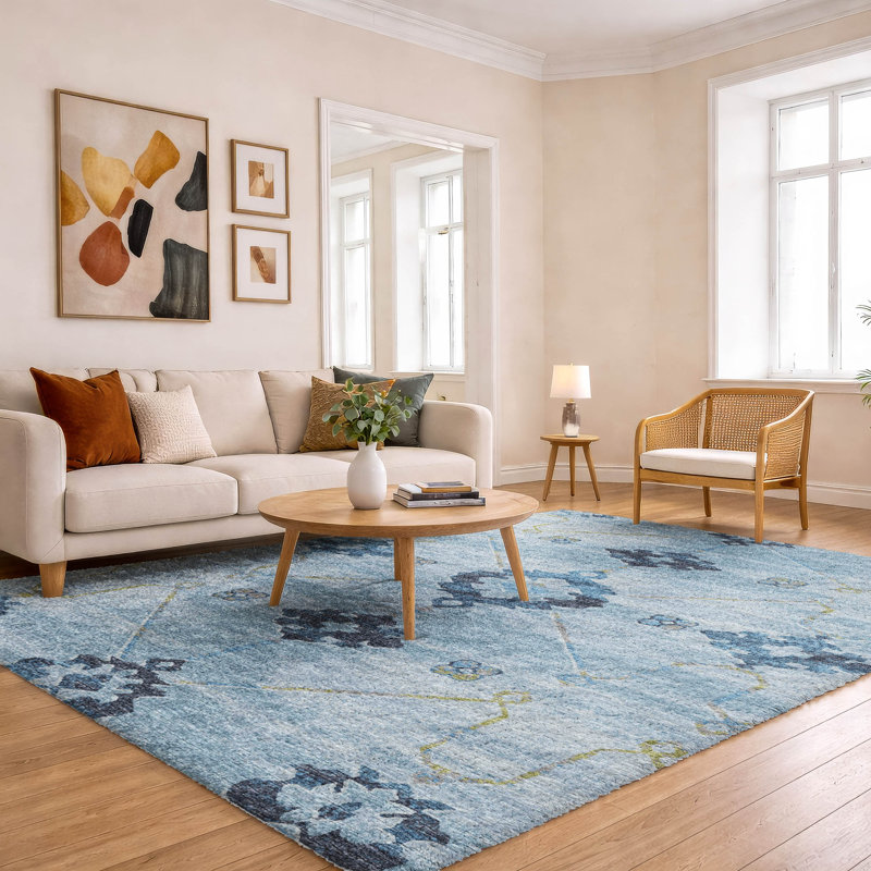 Tapis à poil long de qualité supérieure lavable à la machine Dream ADS122, Bleu, 10 pi x 14 pi