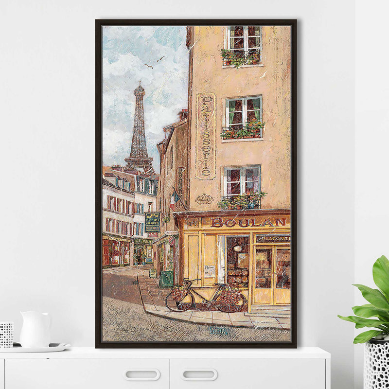 Achats à Paris II par Roy Avis - Peinture, Cadre flottant espresso, H 63,5 po x l 39,5 po x P 2 po