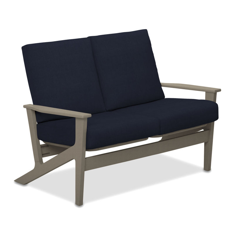 Chrisa 51.5'' Wide Loveseat with Cushions, Spectrum Indigo Sunbrella®, Textured Desert