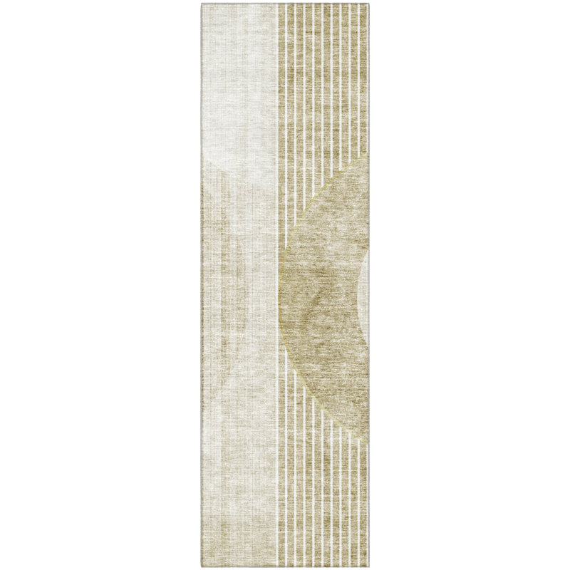 Premium Machine Washable Prisco Taupe Rug, Runner 2'3" x 7'6"