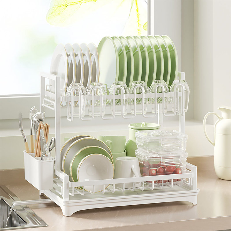 Steel Dinnerware Storage Set, White