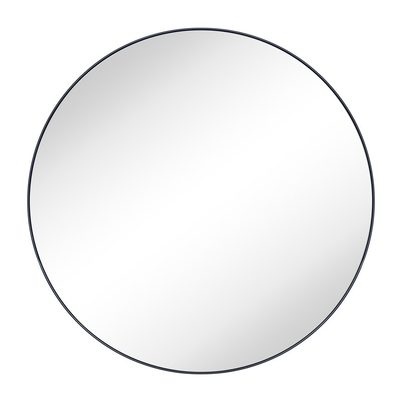 Miroir de salle de bain circulaire, Noir mat, 26 po x 26 po