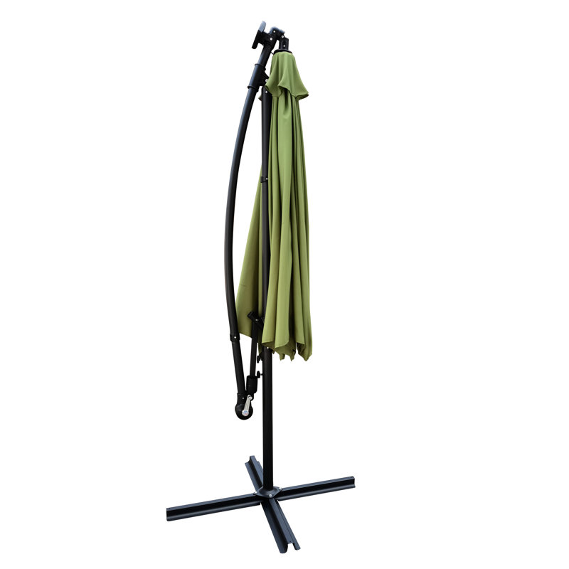 Parasol imperméable 10 pi avec énergie solaire Voneda - 8 nervures, manivelle, base croisée pour terrasse de jardin, White
