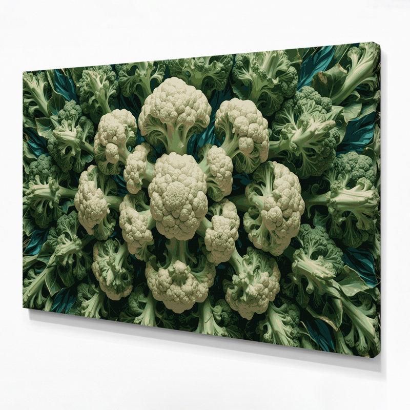 Art mural sur toile vert légumes chou-fleur Romanesco, H 11 po x l 14 po