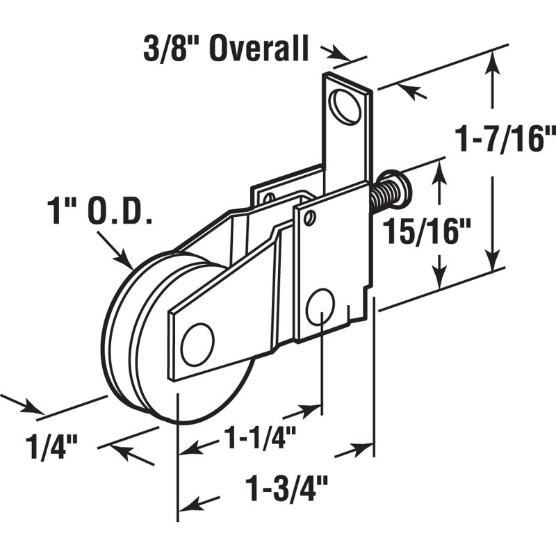 1 in. Steel, Screen Door Roller Assembly with Polyethylene Roller, Moss (Single Pack)