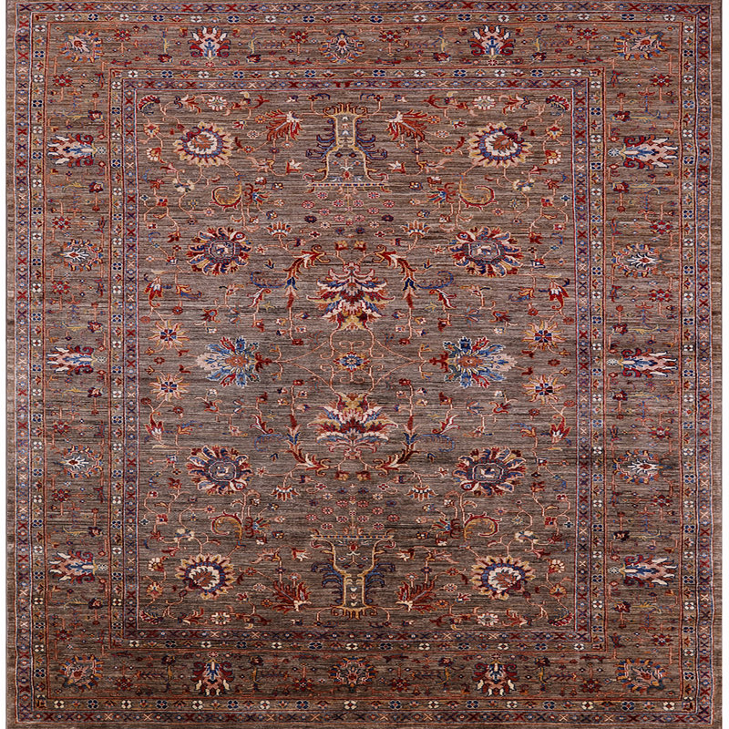 Tapis brun à motif oriental, Carré 3 pi