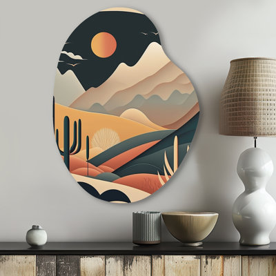 Pleine lune sur les montagnes du désert - Paysage montagneux, art mural en forme de poire