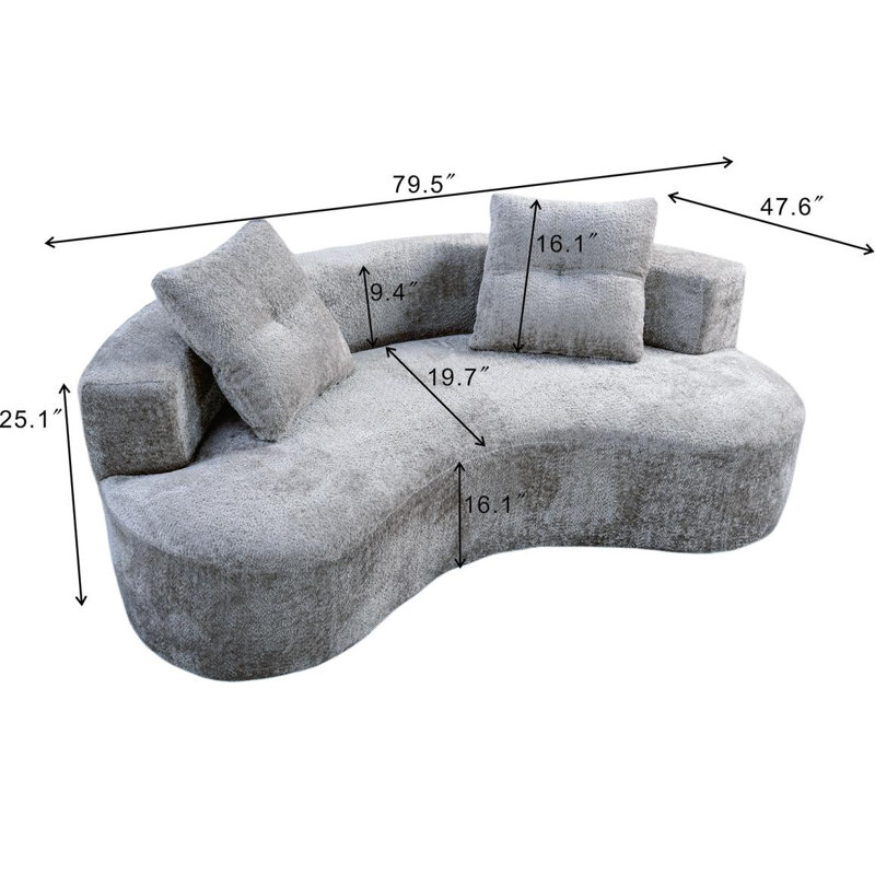 3 Seater Compression Sectional Sofa Couch, Camel Boucle