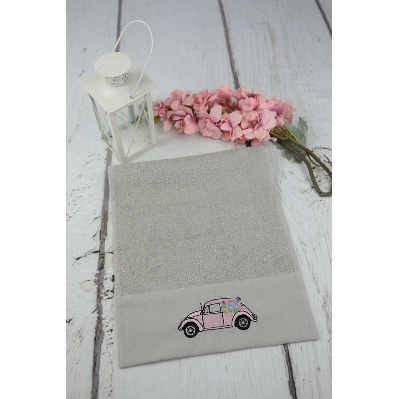 Serviette 100% coton Bentzion, Gris / rose