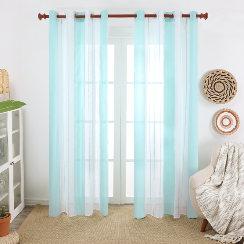 Dearious Sheer Curtain Pair, Wooden Green, Width 140 x Drop 229 cm