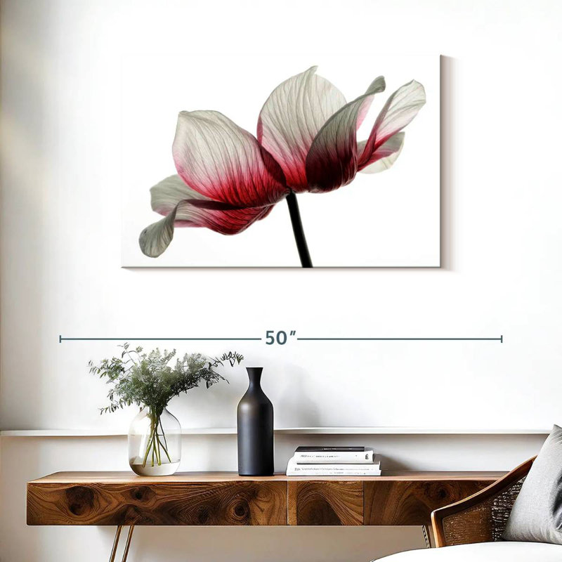 Harnek Red And White Ranunculus, 24" H x 36" W