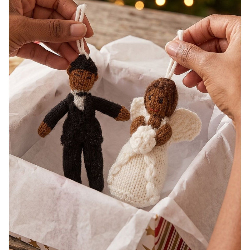 Hand-Knit Groom Hanging Figurine Ornament