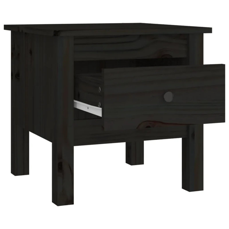 Jusuf Side Table with Storage, Black