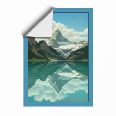 Mountain at Sunrise Scandinavian - Framed Print