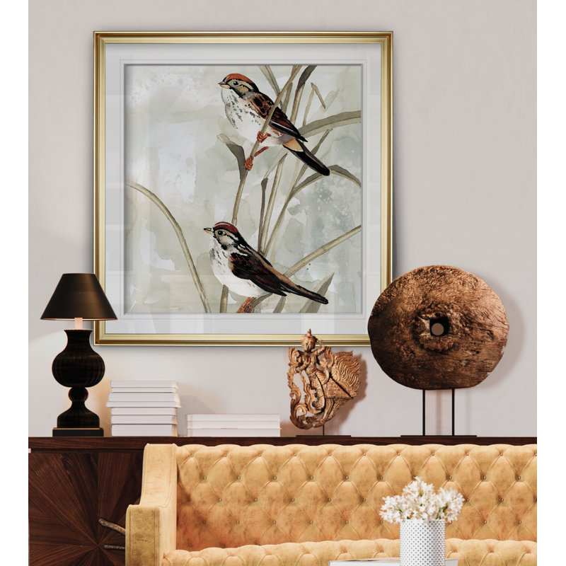 " Neutral Spring II ", 16" H x 16" W x 1.5" D, Gold Framed