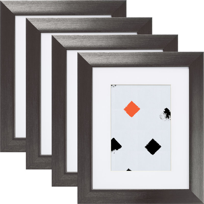 Ensemble de cadres muraux 4 pièces, Gris anthracite, 20 po x 20 po emmêlé à 16 po x 16 po