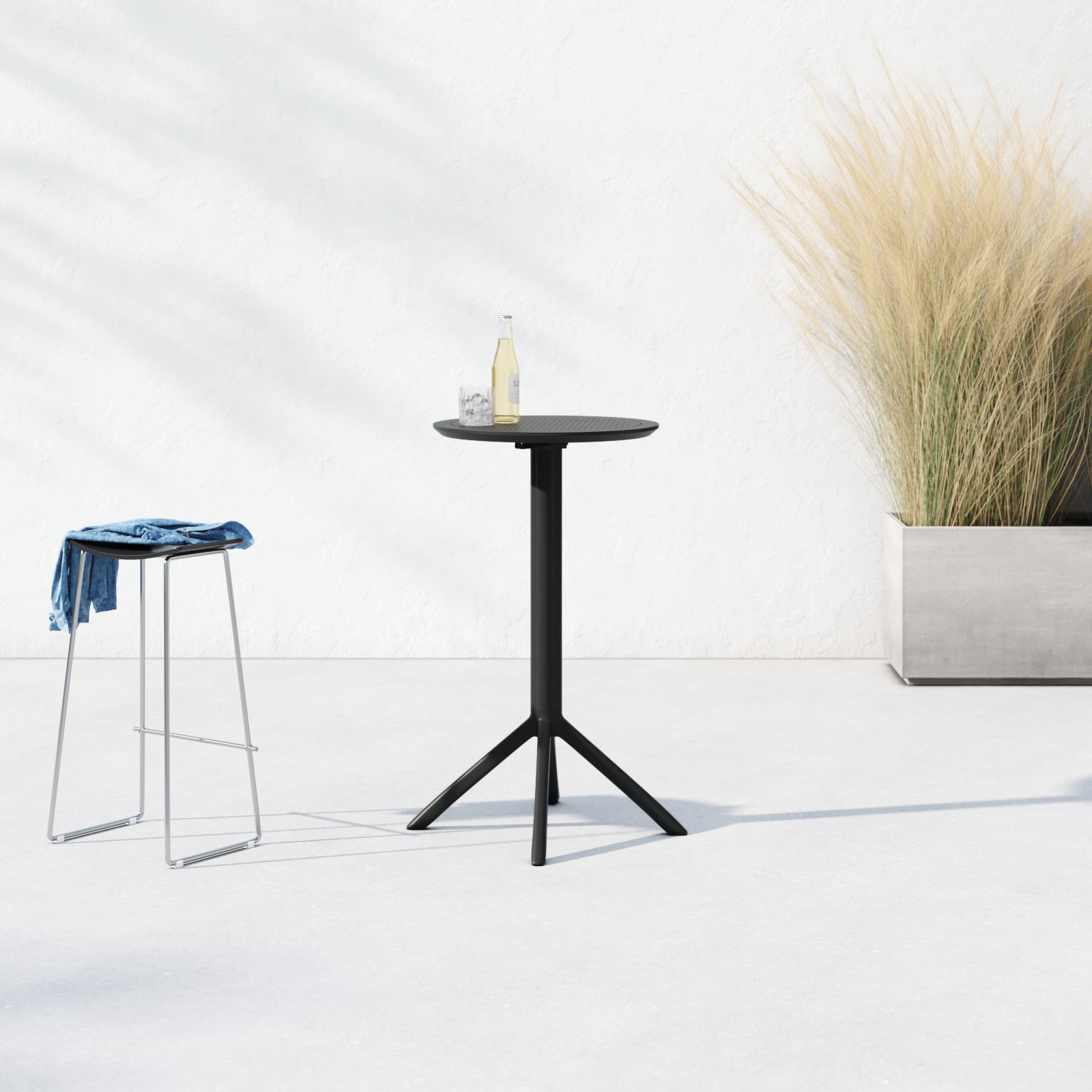 Elodie 24" Patio Bar Table, Black, 42.5'' H x 23.6'' W x 23.6'' L