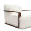 Chaise d'appoint de style contemporain 1 pièce en fausse fourrure douce d'inspiration rétro avec accoudoirs courbés en bois siège et dossier serrés au fini blanc-1632672576