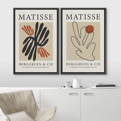 Oeuvre d'art classique IDÉE4WALL, reproduction d'art sur toile encadrée Matisse, corail, plante, motif, collage, abstrait, formes, illustrations, art moderne, multicolore décoratif pour le salon, la chambre à coucher, le bureau