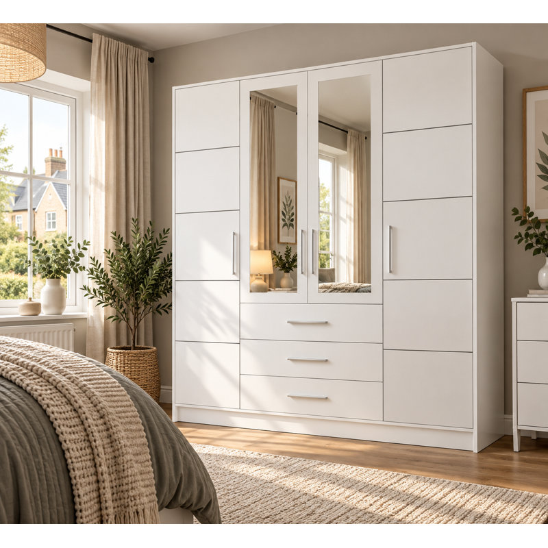 Biser Manufactured Wood Wardrobe, White