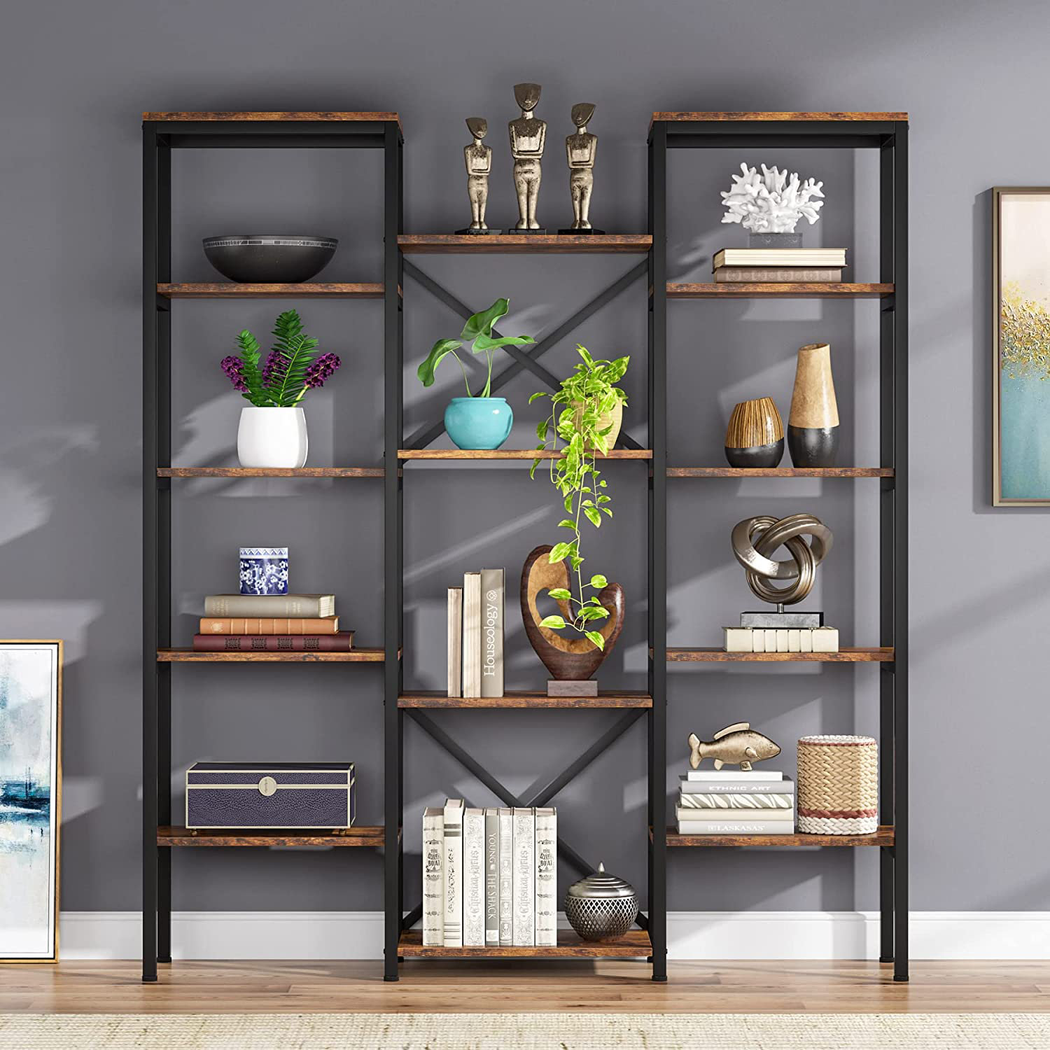 Blaire Triple Wide Storage Bookshelf Set