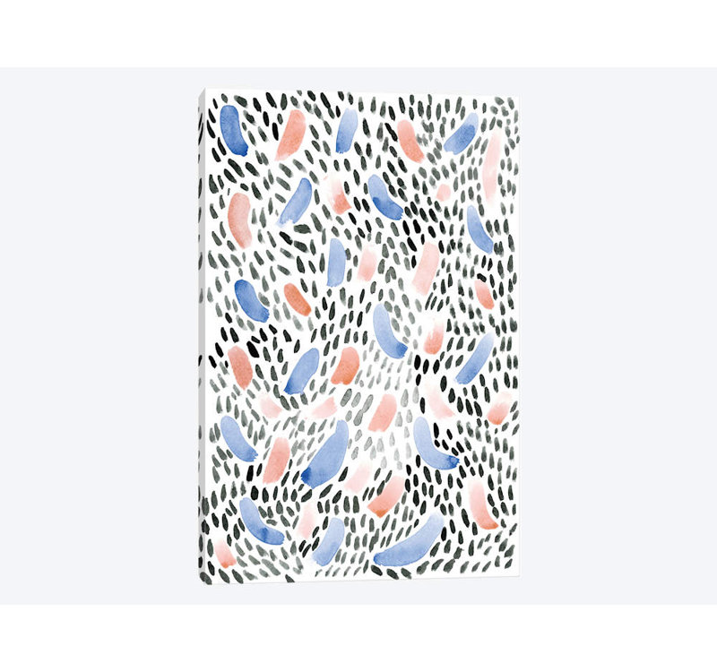 « plumed terrazzo », impression sur toile, H 18 po x l 12 po x P 1,5 po, Pas de tapis, Toile tendue