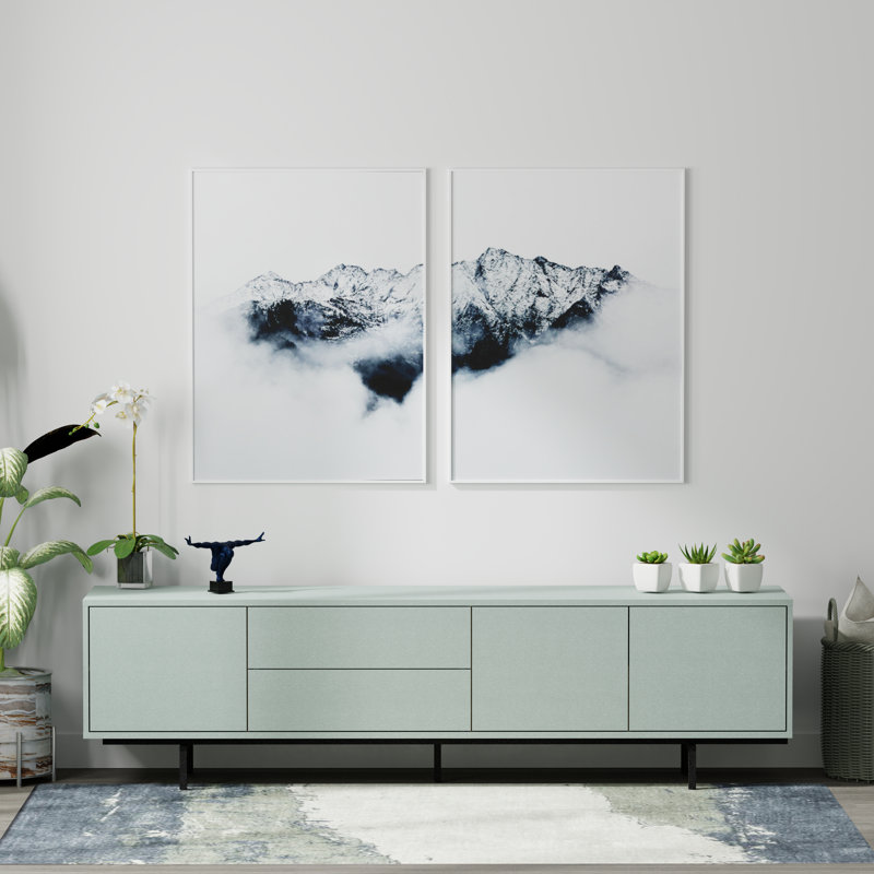 Arnfinnur Unfinished TV Stand, Jade Ocean/Black
