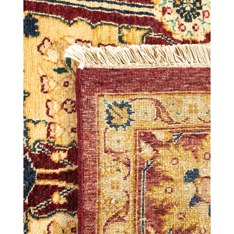 Handmade Red Wool Rectangular Area Rug, 6'1" x 8'7"