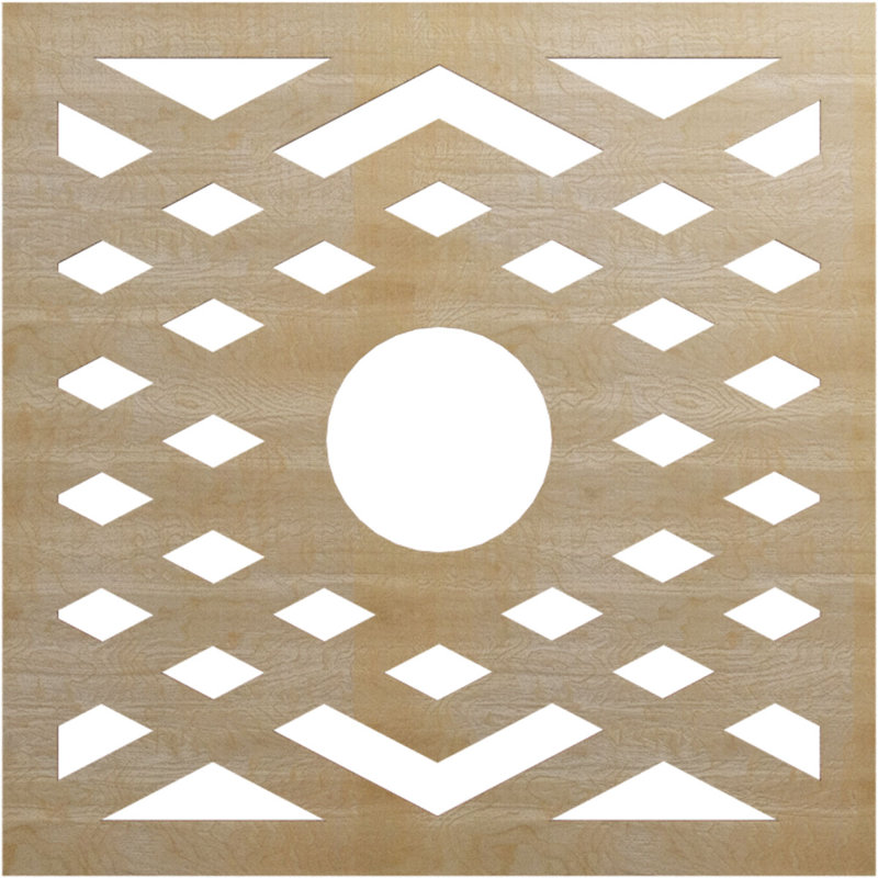 Médaillon de plafond à chevrons, Noyer blanc, H 30 po x l 30 po x P 0,25 po