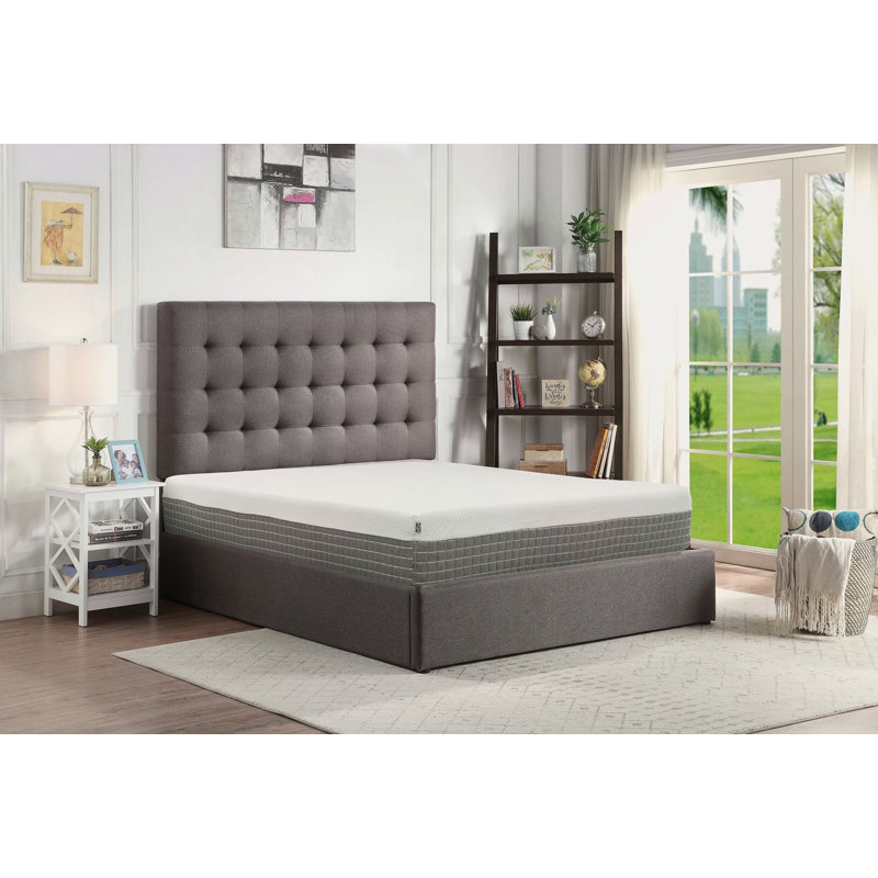 5-Layer, 12 Inch Hybrid Memory Foam And Coil Mattress, Grey Knit Cover, California King