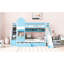 Lit superposé Twintwin avec 2 tiroirs, 3 tablettes et glissière - bleu. Fabrication en bois massif depuis plus de 6 ans. Aucun sommier tapissier requis. 106,3 po x l 76,6 po x H 72,8 po. Capacité de poids de 250 lb par glissoire bleue. 6.-1641820459-1641820457