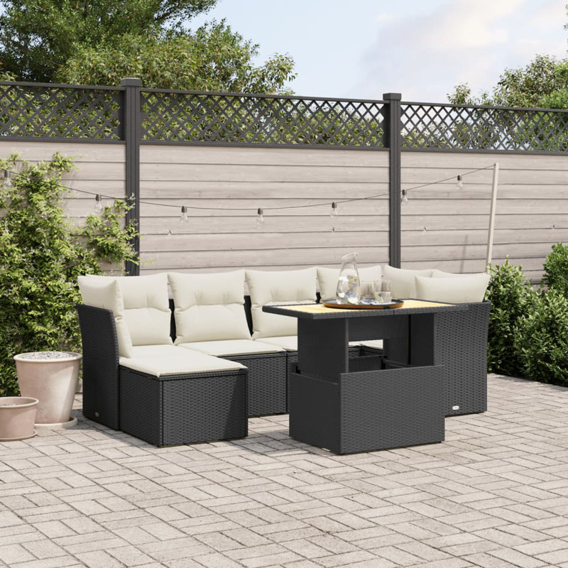 Vidaxl Garden Sofa Set With Cushions, Black, White