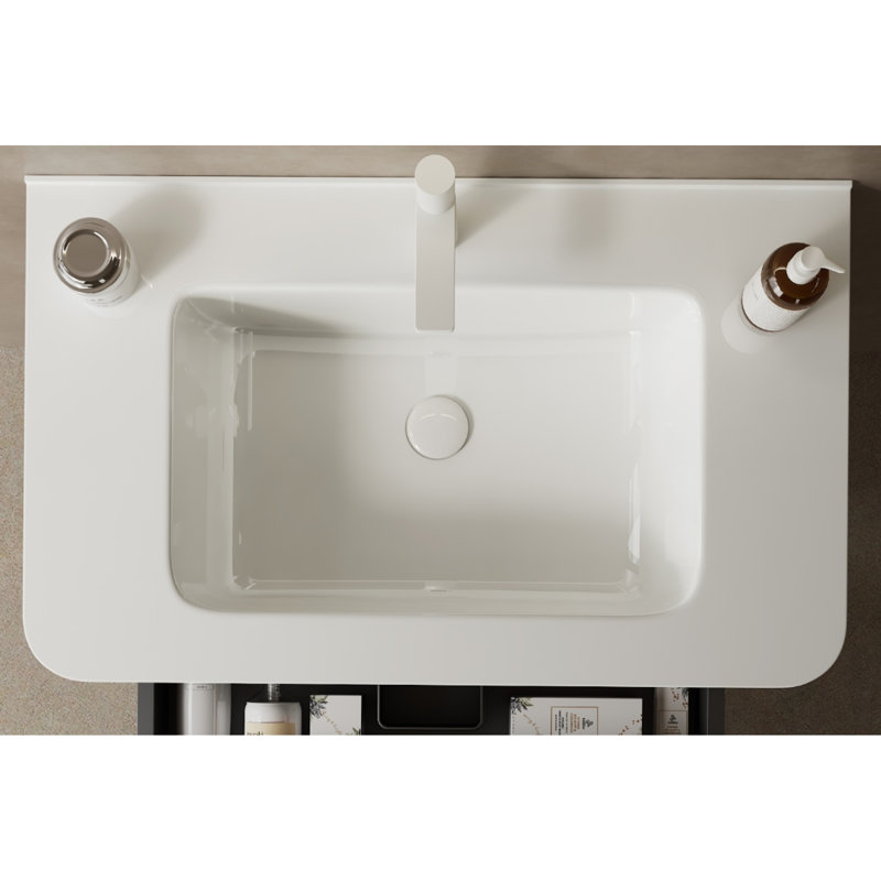 Durable Ceramic Glossy White Modern Vanity Bathroom Sink
