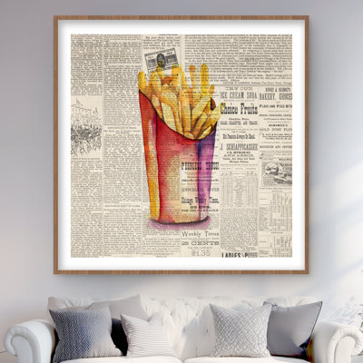 Frites de style rétro - décor de cuisine rouge encadré
