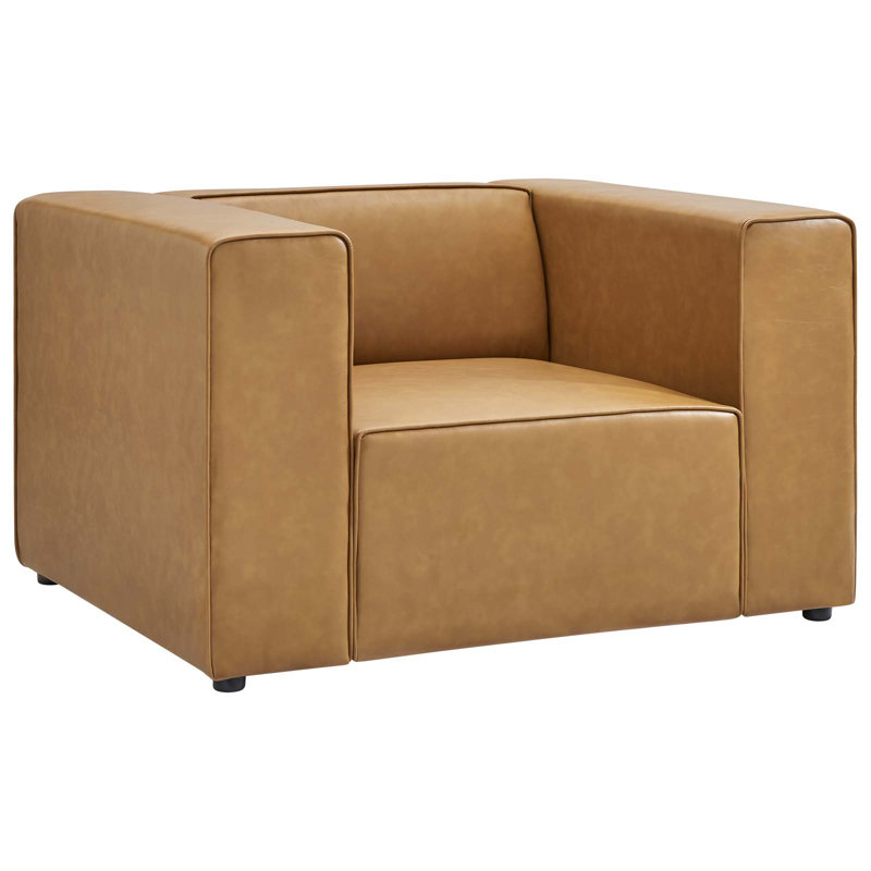 Fauteuil en cuir Mingle Vegan par Modway, Simili cuir brun clair