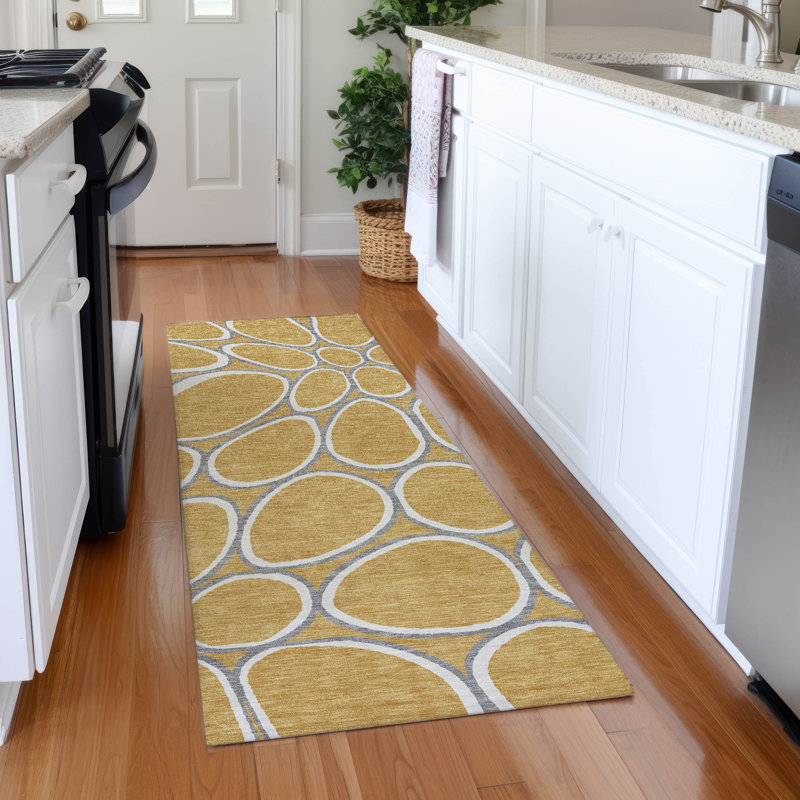 Premium Machine Washable Corry AMF1041 Circles Rug, Runner 2'3" x 7'6"