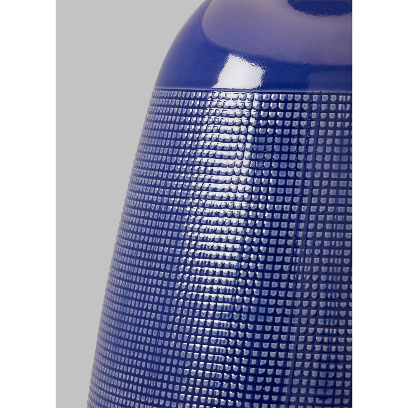 Blue Celadon Ceramic Table Lamp with White Linen Shade