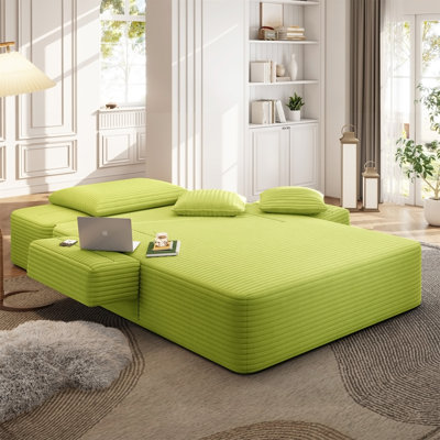 Chaise longue en velours côtelé luxueux avec 3 coussins