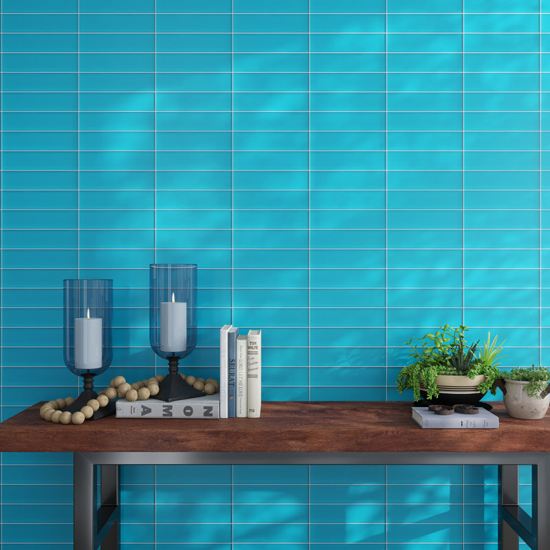 3"X 12" Matte Finished Glass Subway Tile, Light Blue