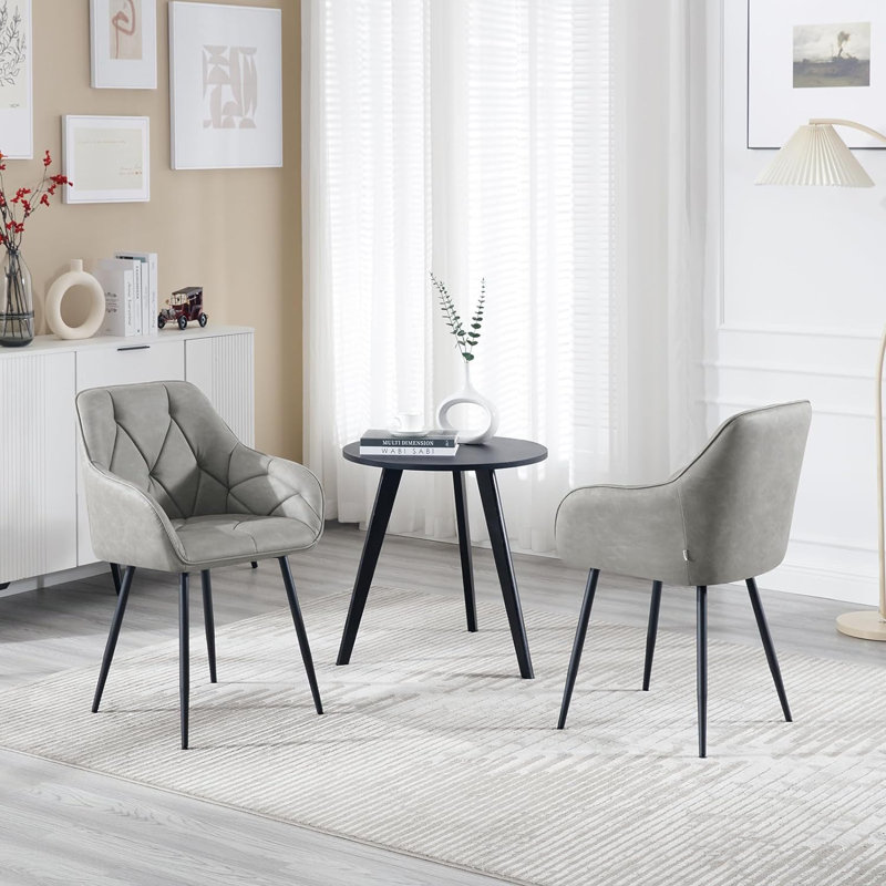 Rigney 50.5cm H Upholstered Metal Side Chair, Dark Grey, 2